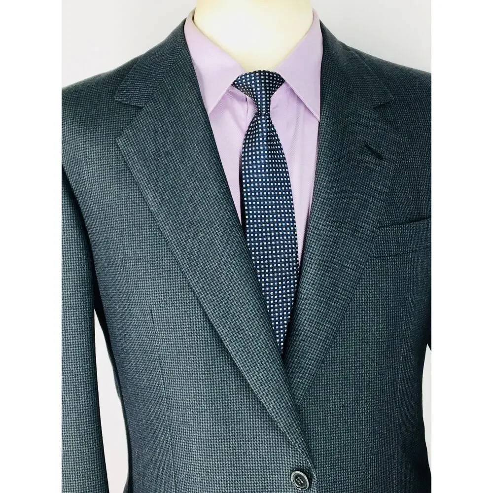 40R Brioni Italy Mens 2 Button Pure Wool Blazer Sport Coat Jacket Houndstooth